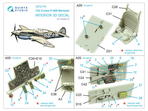 Quinta Studio QD32146 P-40B Warhawk 3D-Printed &amp;amp; coloured Interior on decal paper (Trumpeter) 1/32 – zdjęcie 2