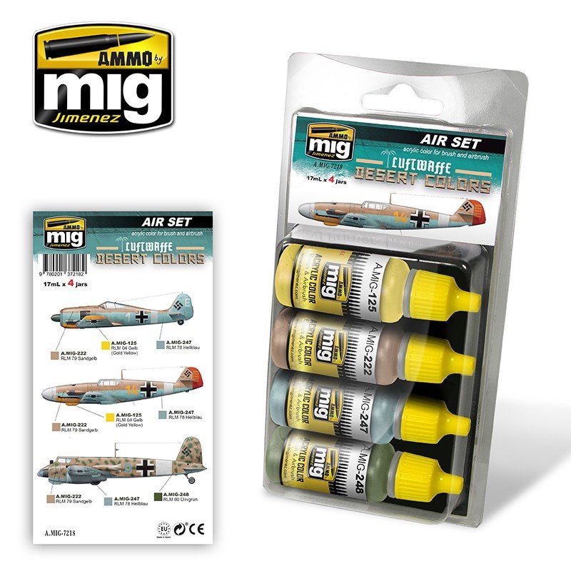 Ammo of Mig Jiminez 7218 LUFWAFFE DESERT COLORS 4x17ml