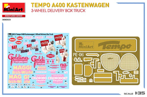 MiniArt 38053 TEMPO A400 KASTENWAGEN 3-WHEEL DELIVERY BOX TRUCK 1/35 – zdjęcie 2