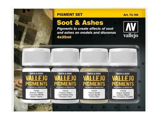 Vallejo 73193 Pigment Set Soot &amp;amp; Ashes 4x35ml