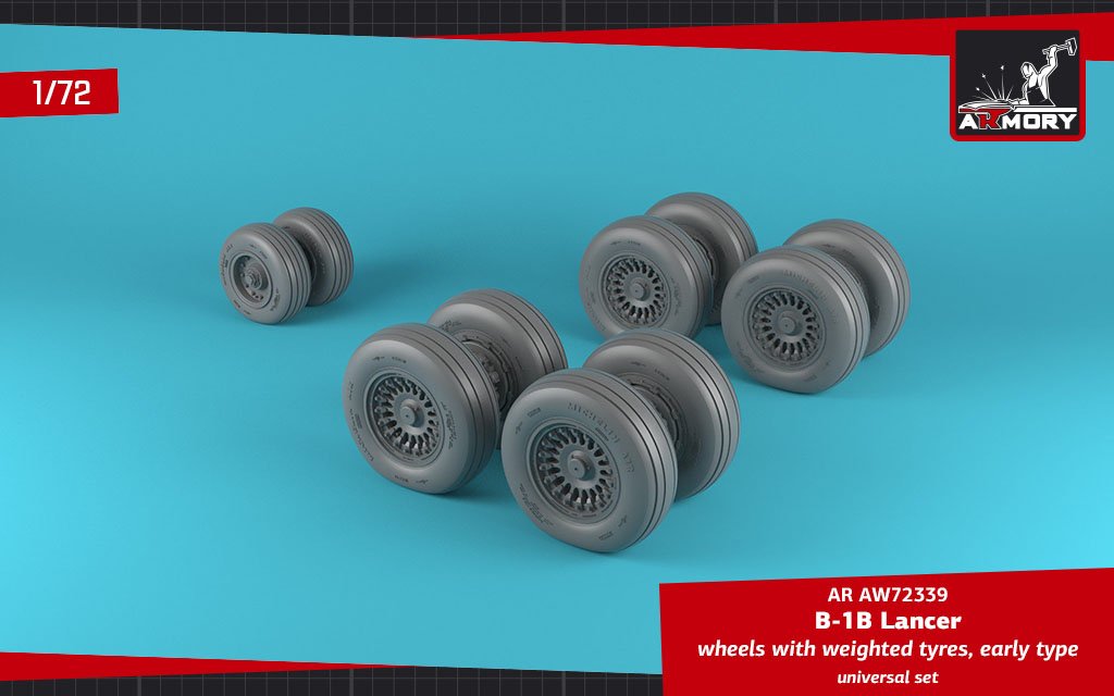 Armory Models AW72339 B-1B Lancer wheels w/ weighted tires, early 1/72 – zdjęcie 2