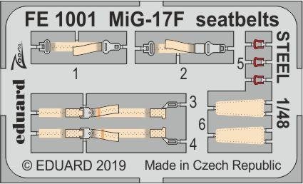 Ceintures de sécurité Eduard FE1001 MiG-17F en acier HOBBY BOSS 1/48 