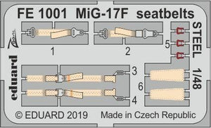 Eduard FE1001 MiG-17F seatbelts STEEL HOBBY BOSS 1/48