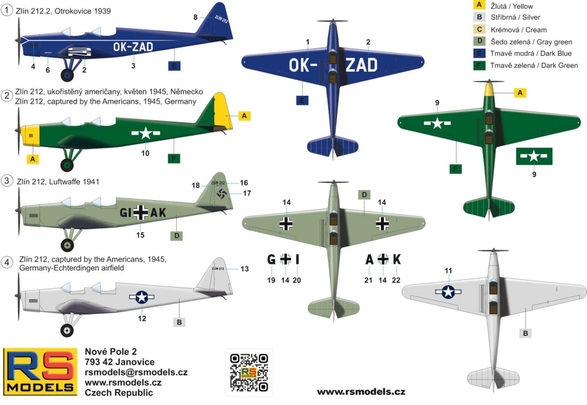 RS Models 92304 Zlin Z-XII Cz. Sport Aircraft 1/72 – immagine 2