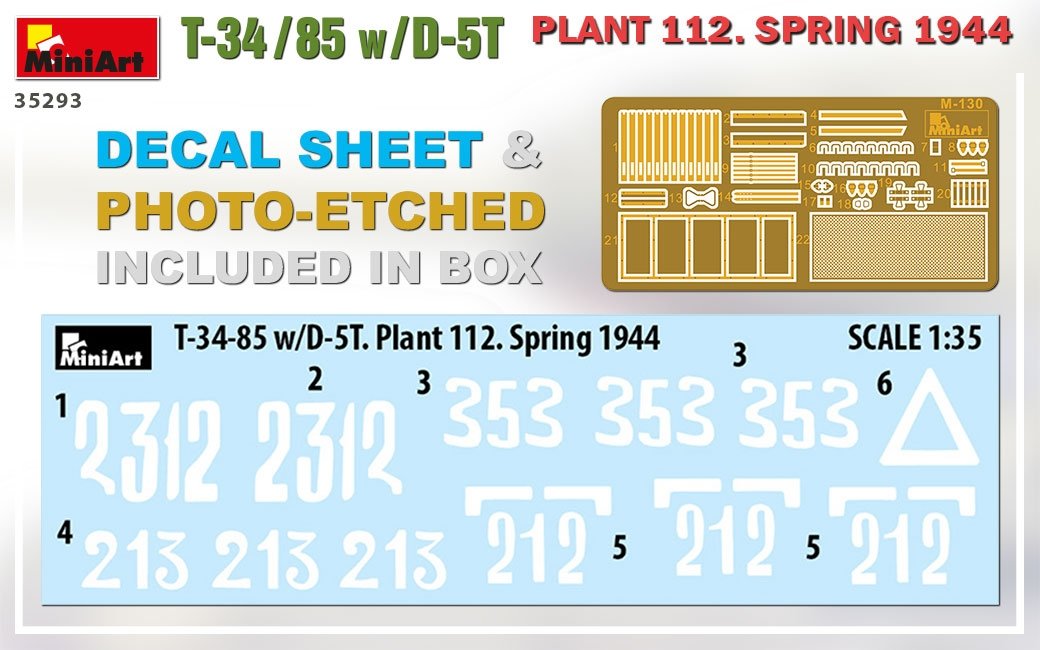 MiniArt 35293 T-34/85 w/D-5T PLANT 112. SPRING 1944 1/35 – zdjęcie 2