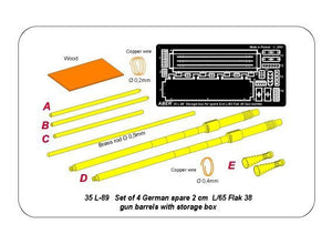 Aber 35L-089 Set of 2 German 2cm L/65 gun barrel for Flak 38 with storage box 1/35 – zdjęcie 14