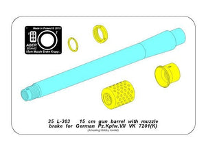 Aber 35L-303 150mm barrel with brake for German Pz.Kpfw. VII VK 7201 tank (K) 1/35 – image 3
