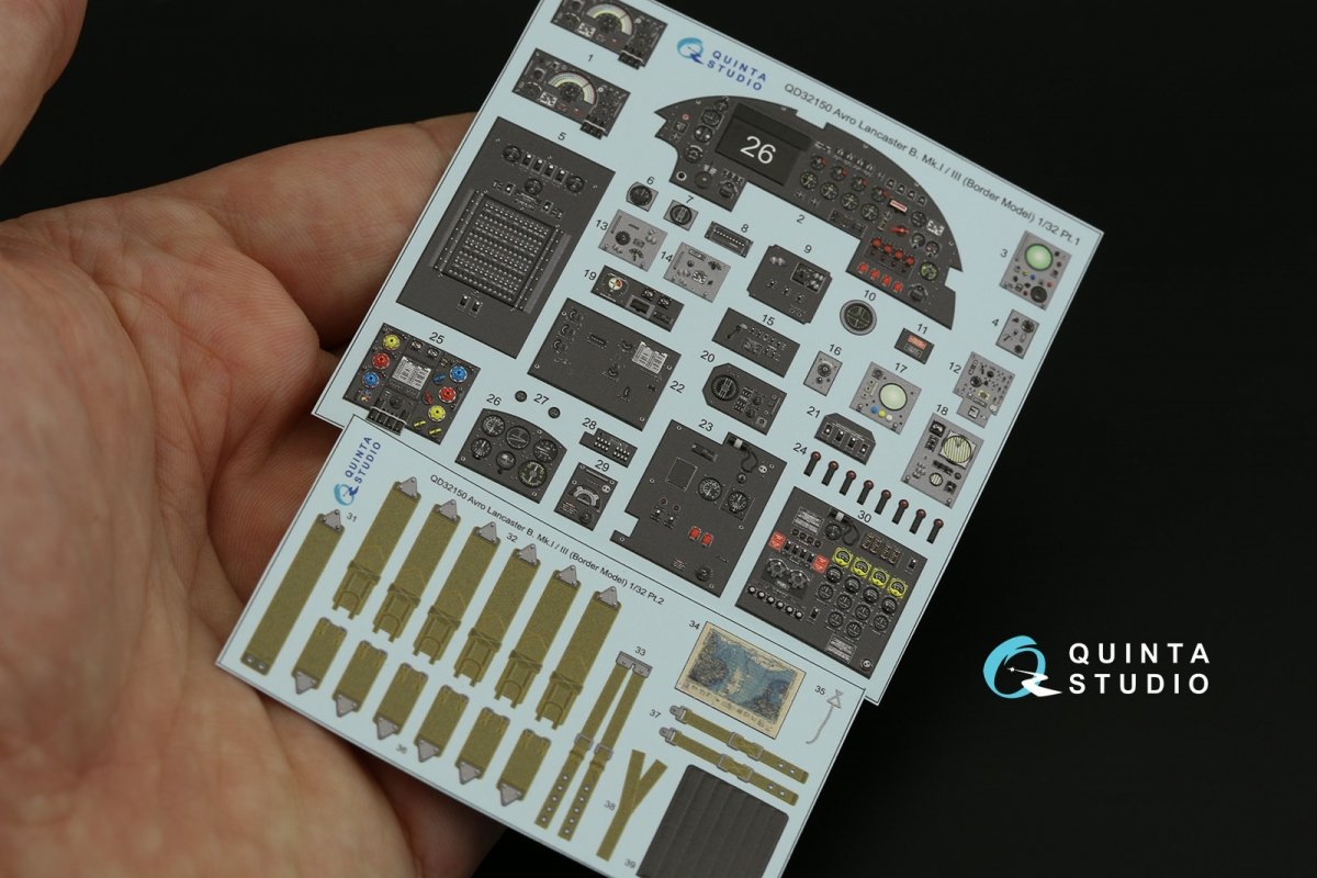 Quinta Studio QD32150 Avro Lancaster B. Mk.I/III 3D-Printed &amp;amp; coloured Interior on decal paper (Border Model) 1/32 – zdjęcie 2
