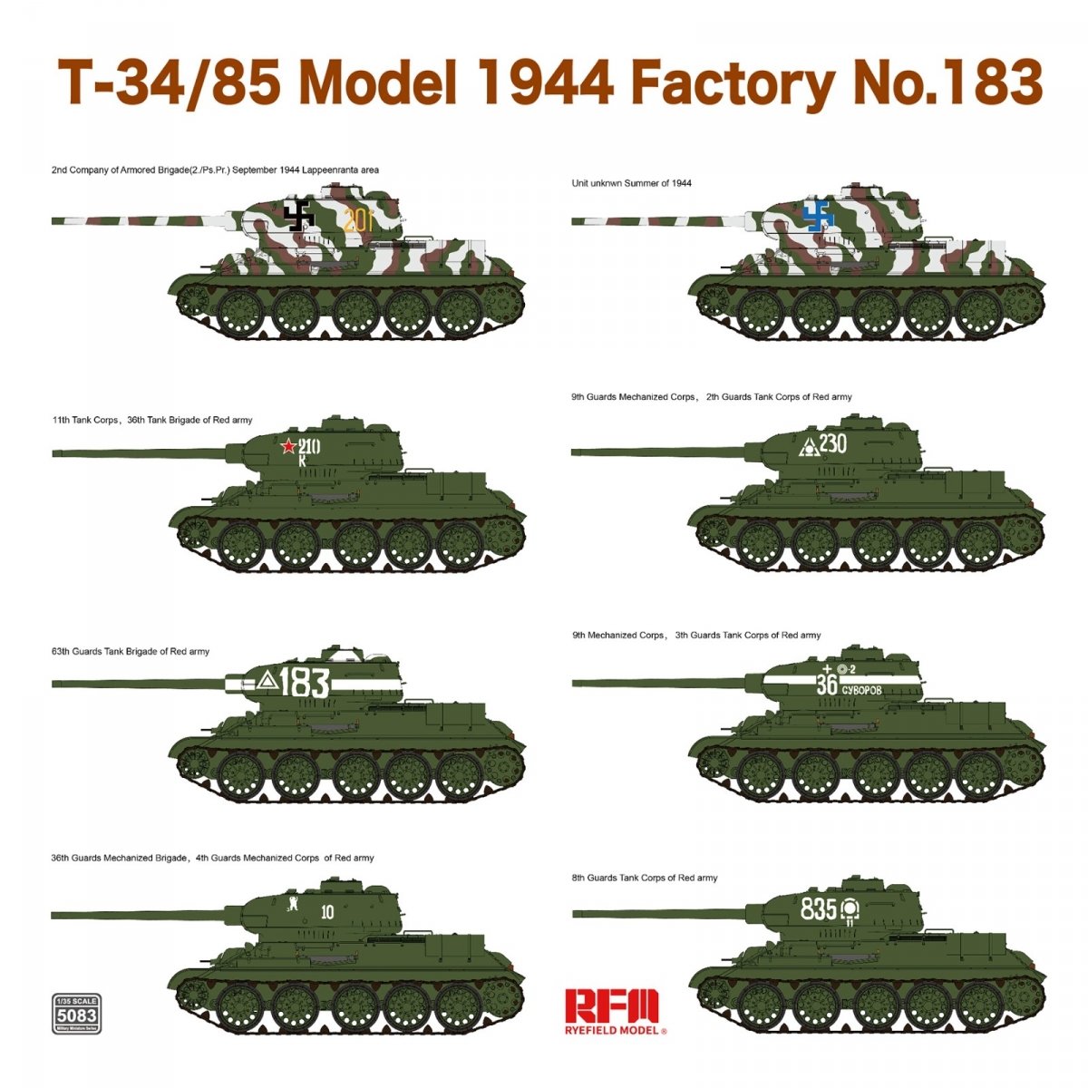 Rye Field Model 5083 T-34/85 Model 1944 Factory No.183 1/35 – image 4