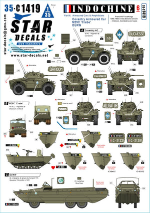 Star Decals 35-C1419 Indochine 6. Armoured cars and Amphibians. Coventry armored car Mk I, DUKW; M29C Crabe/Weasel 1/35