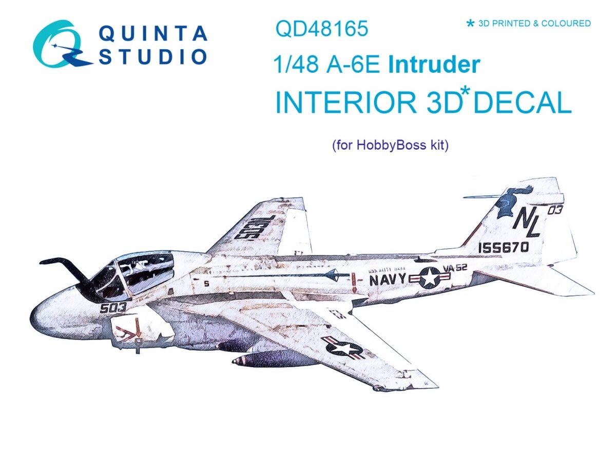 Quinta Studio QD48165 A-6E Intruder 3D-Printed &amp;amp; coloured Interior on decal paper (for HobbyBoss kit) 1/48