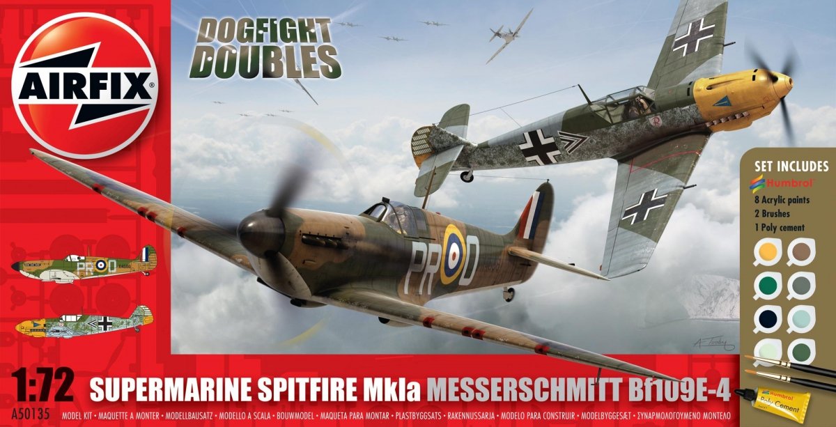 Airfix 50135 Spitfire MkIa and Messerschmitt Bf109E-4 Dogfight Doubles Gift Set 1/72
