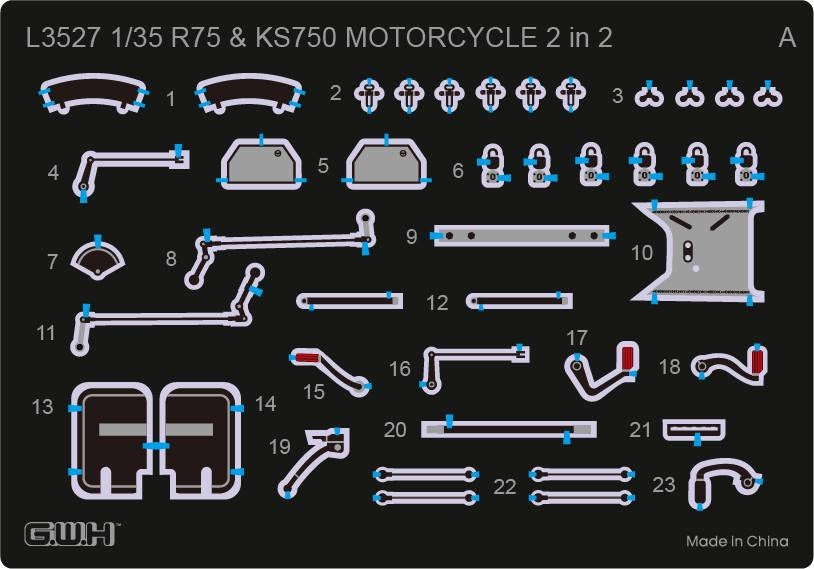 Great Wall Hobby L3527 WWII German Motorcycle R75 &amp;amp; KS750 2 in 2 1/35 – zdjęcie 3