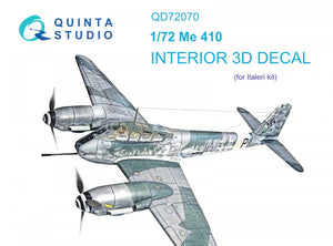Quinta Studio QD72070 Me 410 3D-Printed &amp;amp; coloured Interior on decal paper (Italeri) 1/72