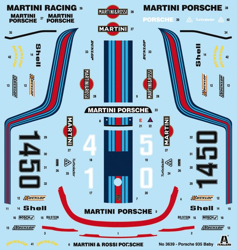 Italeri 3639 Porsche 935 “Baby” (SUPER DECALS SHEET) 1/24 – zdjęcie 2