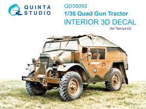 Quinta Studio QD35093 Quad Gun Tractor 3D-Printed &amp;amp; coloured Interior on decal paper (Tamiya) 1/35