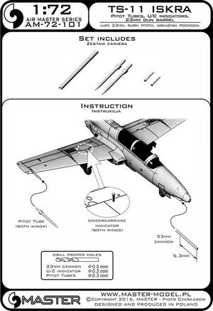 Master AM-72-101 TS-11 Iskra - Pilot Tubes and 23mm gun barrel 1/72 – zdjęcie 3