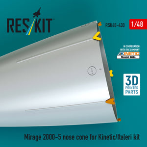 RESKIT RSU48-0430 Mirage 2000-5 nose cone for Kinetic/Italeri kit (3D Printed) 1/48