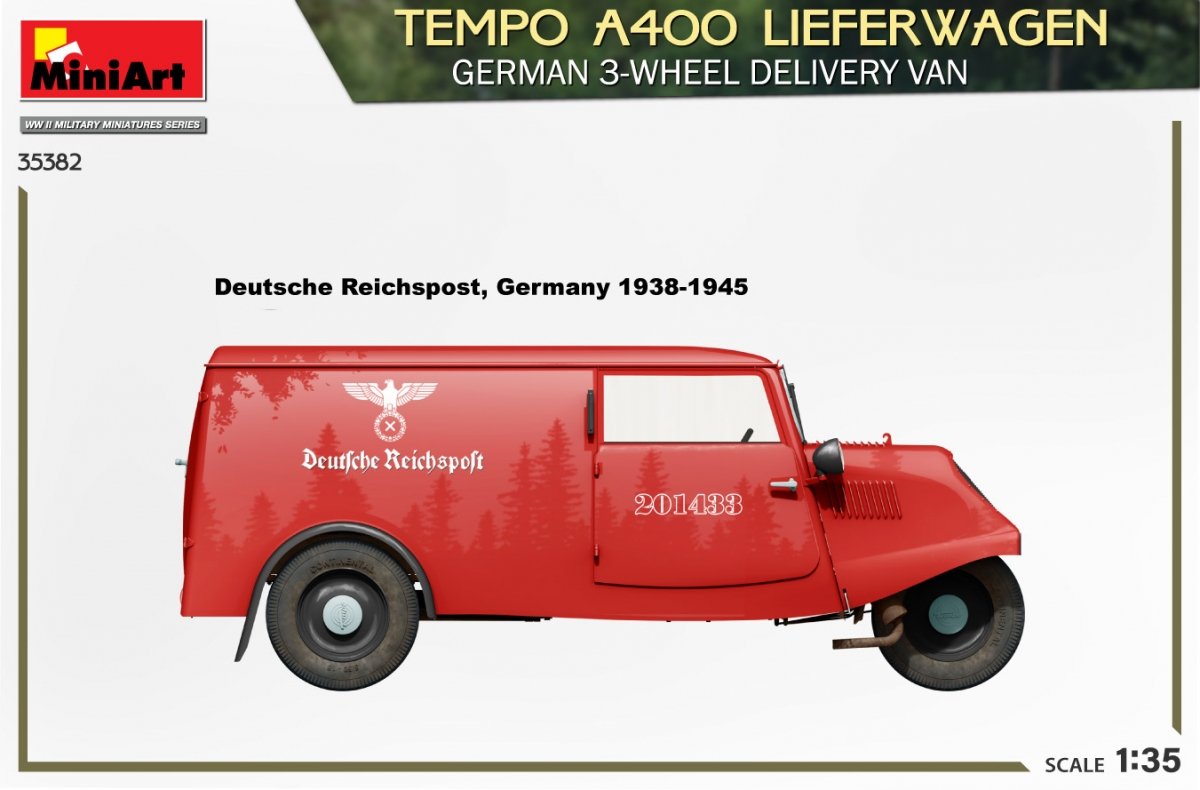 MiniArt 35382 TEMPO A400 LIEFERWAGEN. GERMAN 3-WHEEL DELIVERY VAN 1/35 – image 3