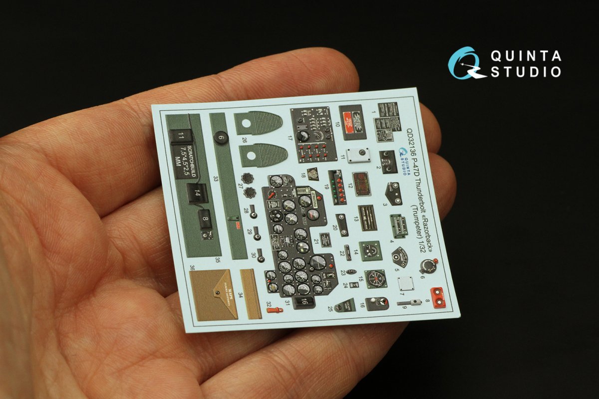 Quinta Studio QD32136 P-47D Razorback 3D-Printed &amp;amp; coloured Interior on decal paper (Trumpeter) 1/32 – zdjęcie 2