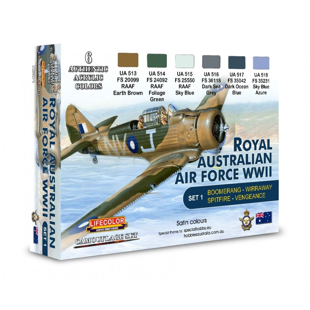 Lifecolor XS01 Acrylic color Set Australian Air Force WWII Set 1 6x22ml