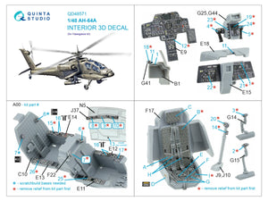 Quinta Studio QD48571 AH-64A 3D-Printed &amp;amp; colored Interior on decal paper (Hasegawa) 1/48 – image 12