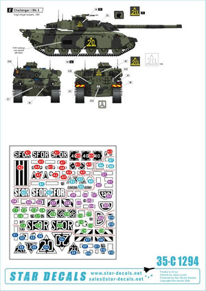 Star Decals 35-C1294 British SFOR mix. Bosnia. Challenger I Mk 3, Challenger 2, Scimitar CVR(T) and FV432 Mk 2 1/35 – zdjęcie 2