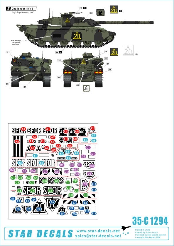 Star Decals 35-C1294 British SFOR mix. Bosnia. Challenger I Mk 3, Challenger 2, Scimitar CVR(T) and FV432 Mk 2 1/35 – zdjęcie 2