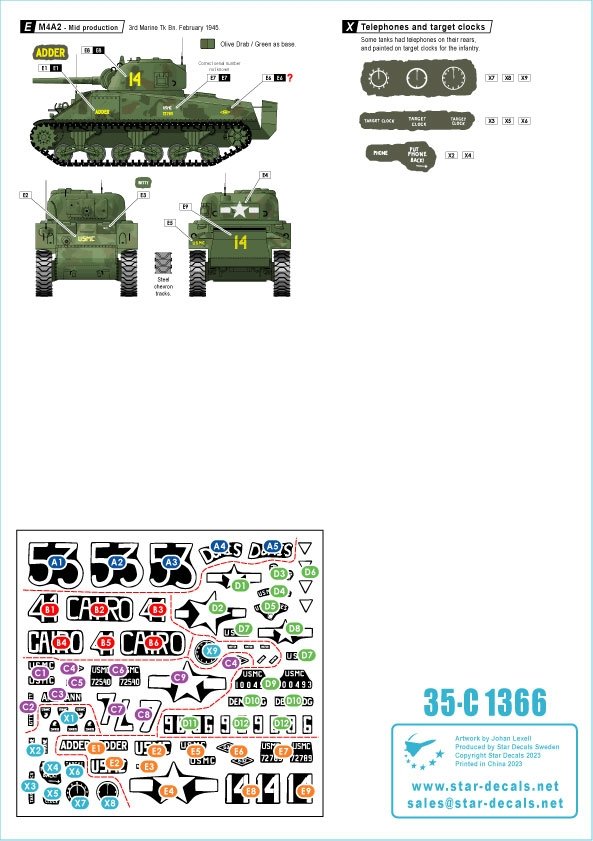 Star Decals 35-C1366 US PACIFIC WARS - IWO JIMA USMC Sherman tanks 1/35 – image 2