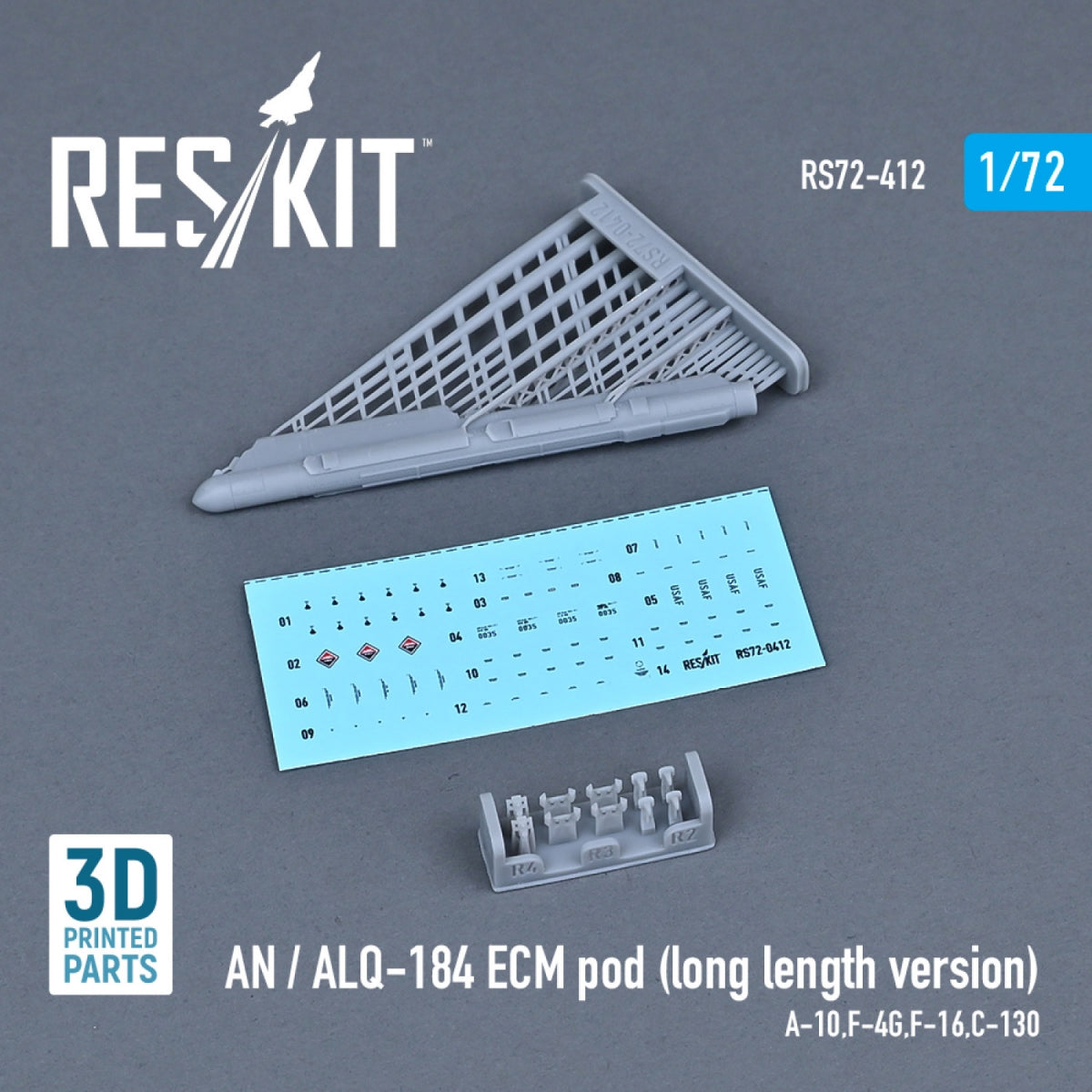 RESKIT RS72-0412 AN / ALQ-184 ECM POD (LONG LENGTH VERSION) (3D PRINTED) 1/72 – zdjęcie 2