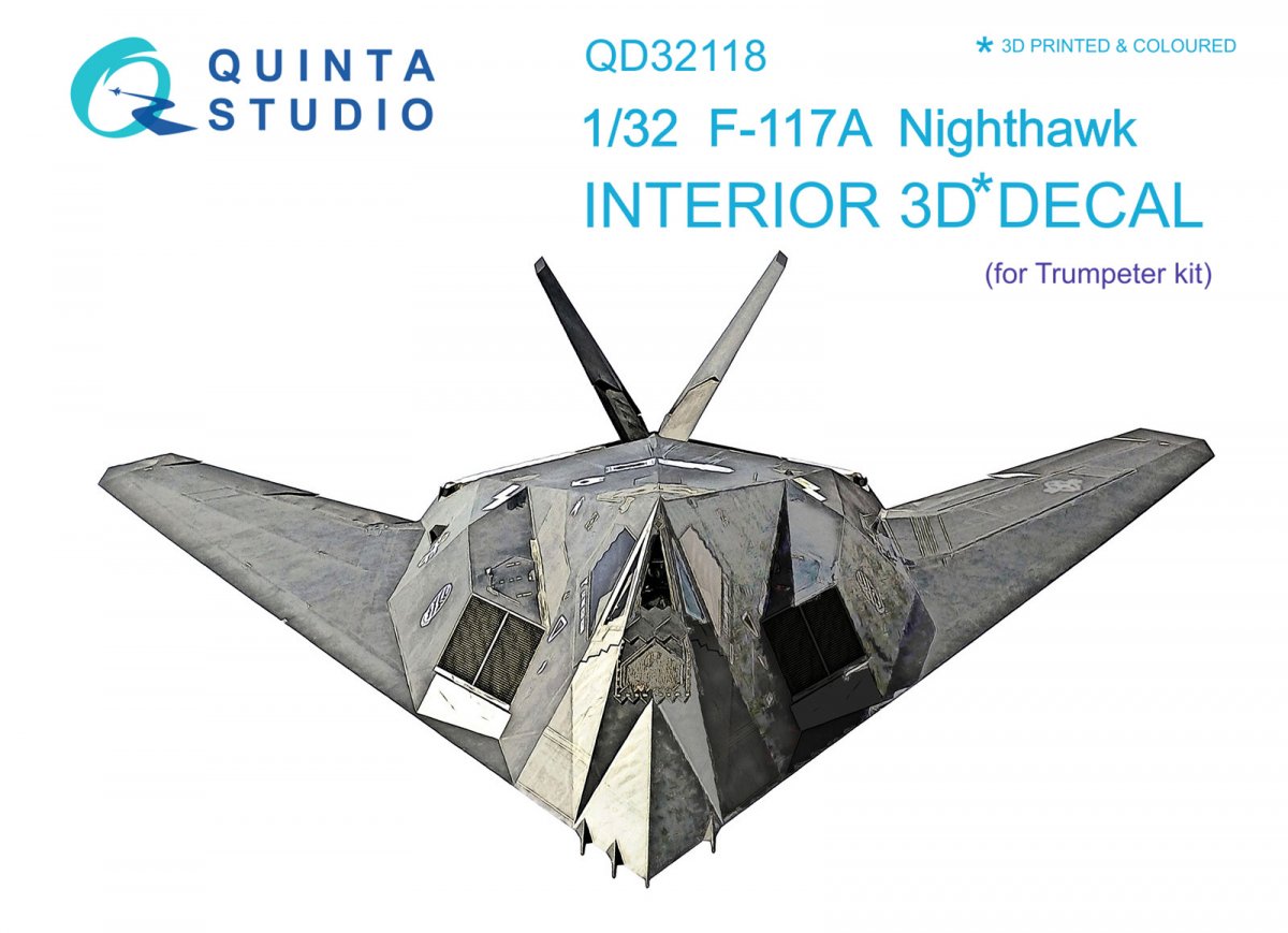 Quinta Studio QD32118 F-117A 3D-Printed & coloured Interior on decal paper (Trumpeter) 1/32