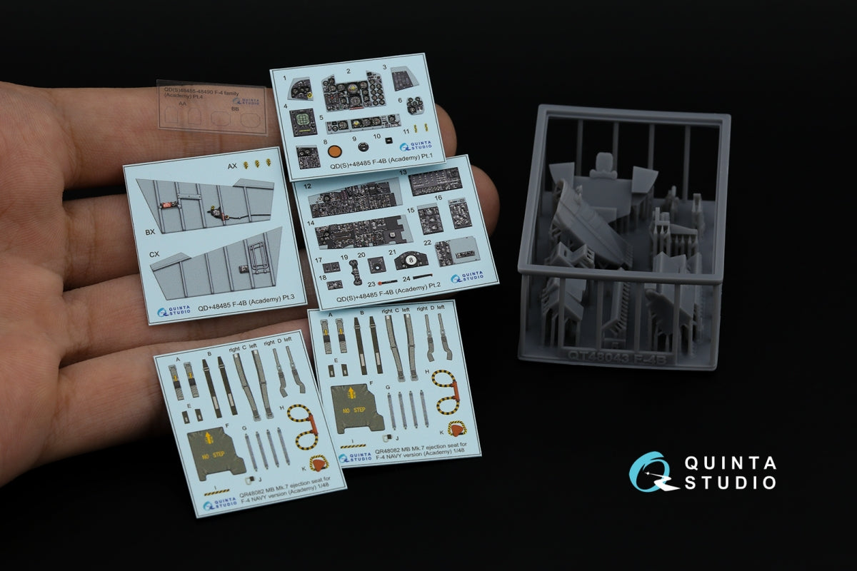 Quinta Studio QD+48485 F-4B Phantom II 3D-Printed &amp;amp; coloured Interior on decal paper (Academy) (with 3D-printed resin parts) 1/48 – zdjęcie 2
