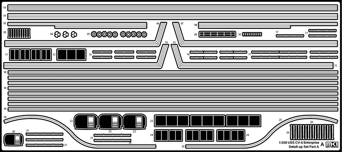 MK1 Design MD-20022 USS CV-6 Enterprise DX with Full Wooden Deck for Trumpeter 1/200 – zdjęcie 68