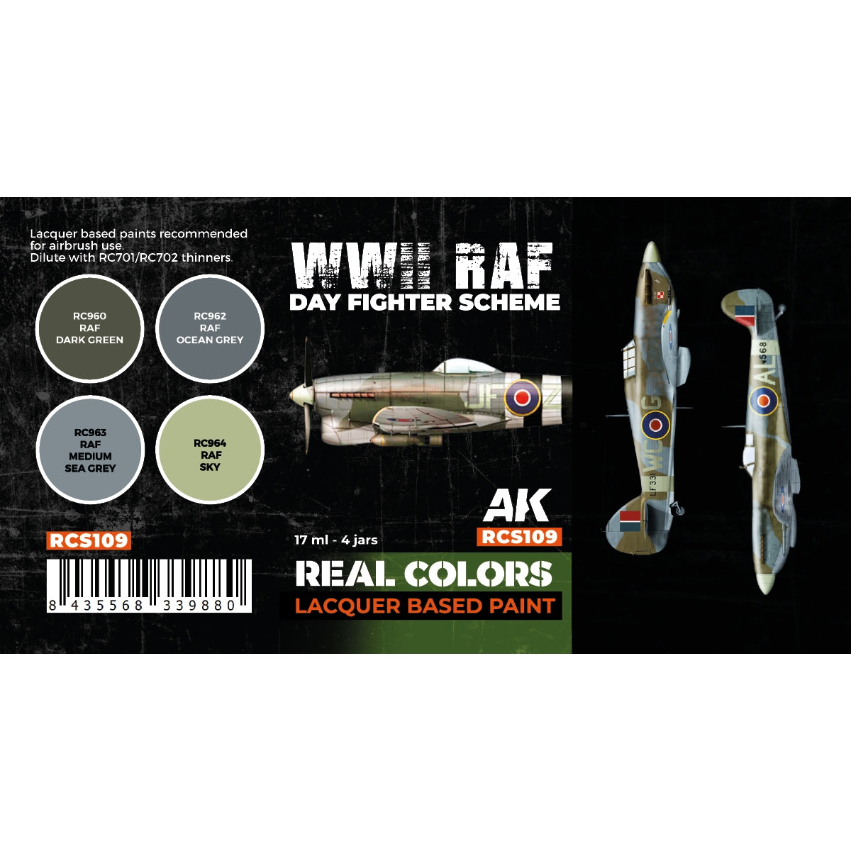 AK Interactive RCS109 WWII RAF Day Fighter Scheme 4x17ml – zdjęcie 2