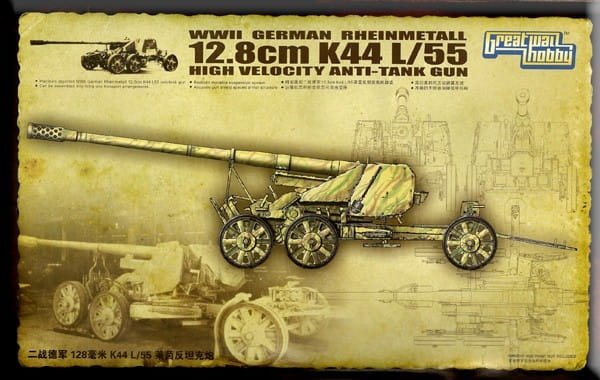 Maquette Great Wall Hobby L3523 Canon antichar allemand Rheinmetall 12,8 cm K44 L/55 à haute vélocité, Seconde Guerre mondiale, échelle 1/35