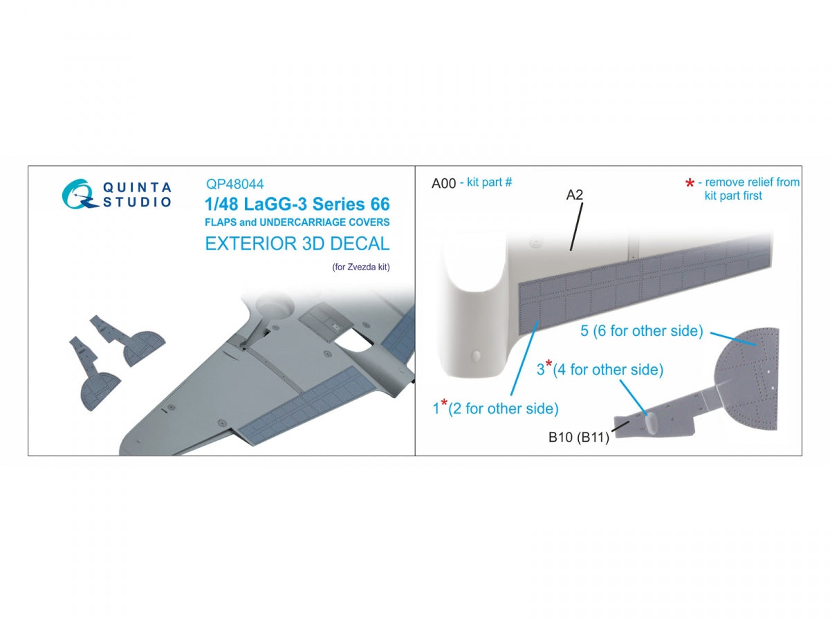 Quinta Studio QP48044 LaGG-3 Series 66 Flaps and Undercarriage Covers (Zvezda) 1/48 – zdjęcie 2