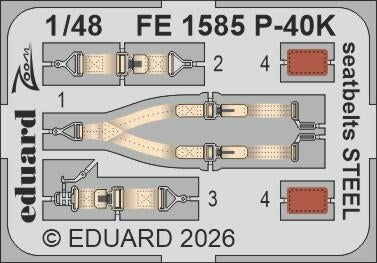 Eduard FE1585 P-40K seatbelts STEEL EDUARD 1/48