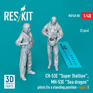 RESKIT RSF48-0080 CH-53E &amp;quot;Super Stallion&amp;quot;, MH-53E &amp;quot;Sea dragon&amp;quot; pilots (in a standing position - type 1) (2 pcs) (3D Printed) 1/48