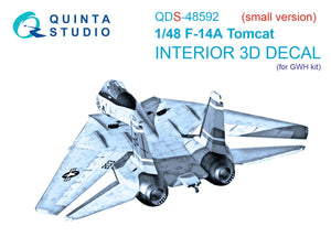Quinta Studio QDS-48592 F-14A Tomcat 3D-Printed &amp;amp; coloured Interior on decal paper (GWH) (Small version) 1/48