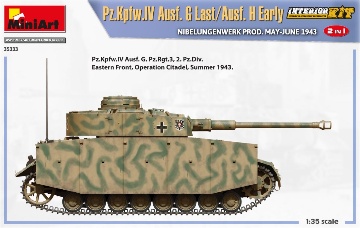 MiniArt 35333 Pz.Kpfw.IV Ausf. G Last/Ausf. H Early. NIBELUNGENWERK PROD. MAY-JUNE 1943. 2 IN 1 INTERIOR KIT 1/35 – zdjęcie 8