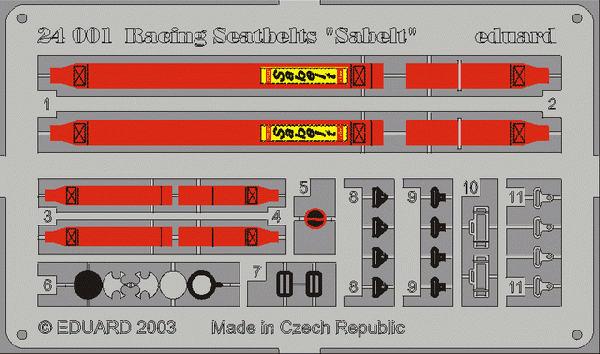 Eduard 24001 Sabelt 4 points Red Seatbelt 1/24