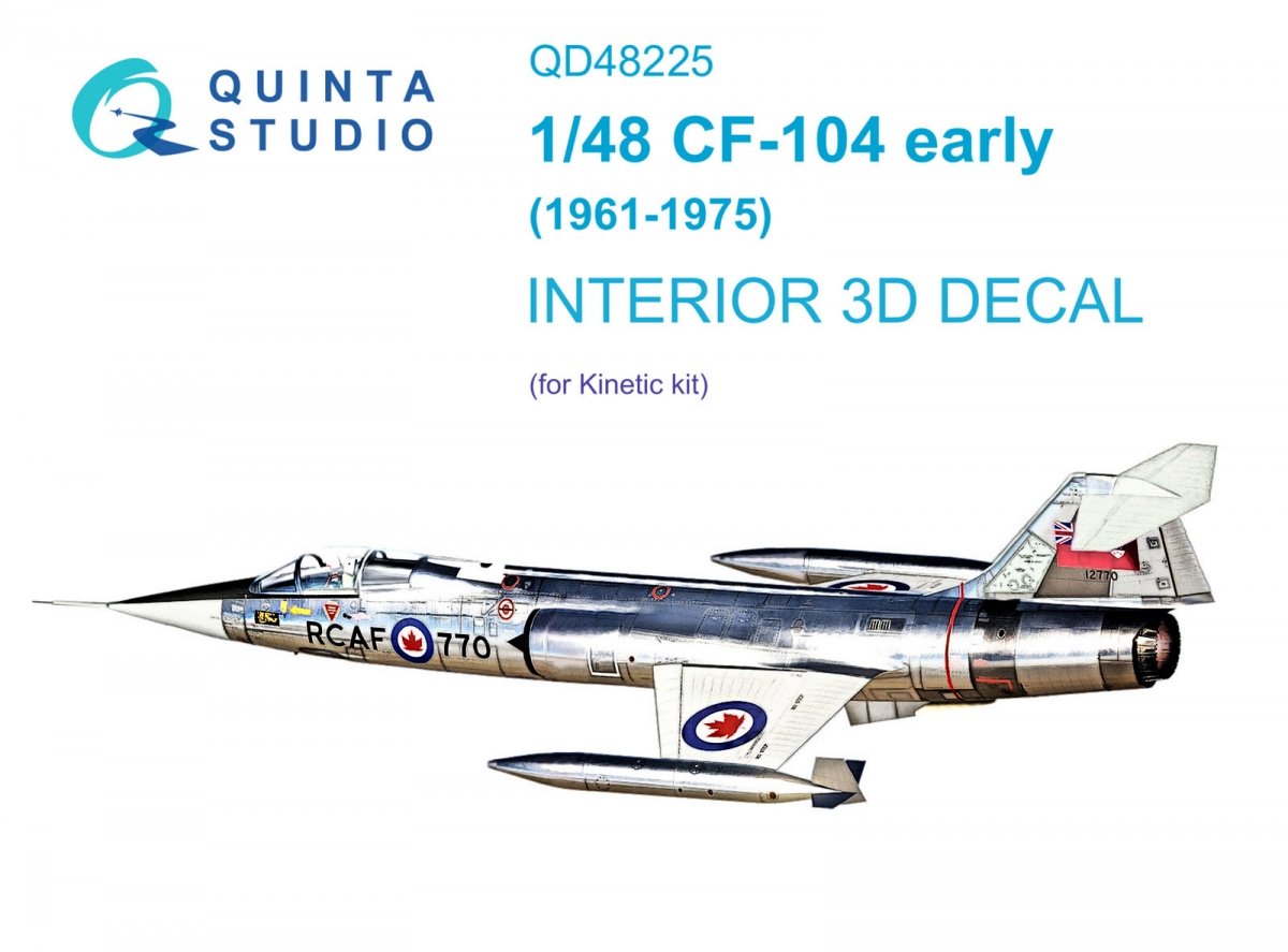 Quinta Studio QD48225 CF-104 Early 3D-Printed &amp;amp; coloured Interior on decal paper ( Kinetic ) 1/48