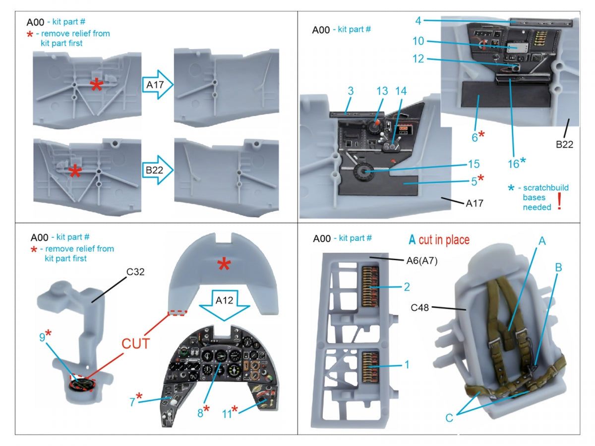 Quinta Studio QD72154 Typhoon Mk.1B Late 3D-Printed colored Interior on decal paper (Airfix) 1/72 – image 2