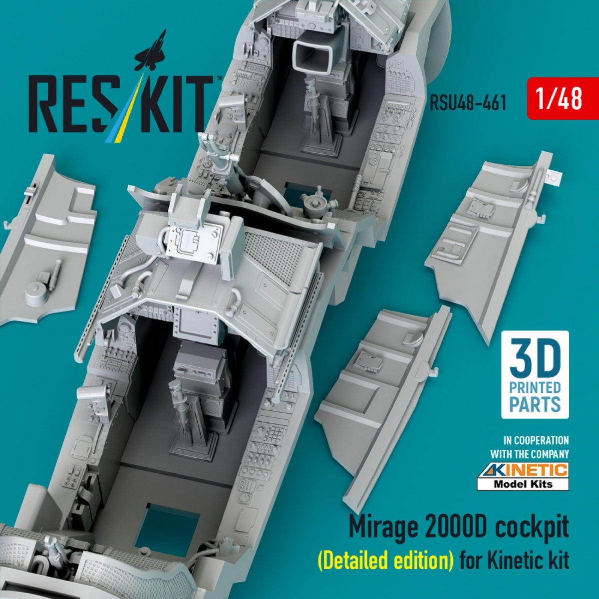 RESKIT RSU48-0461 Mirage 2000D cockpit (Detailed edition) for Kinetic kit (3D Printed) 1/48