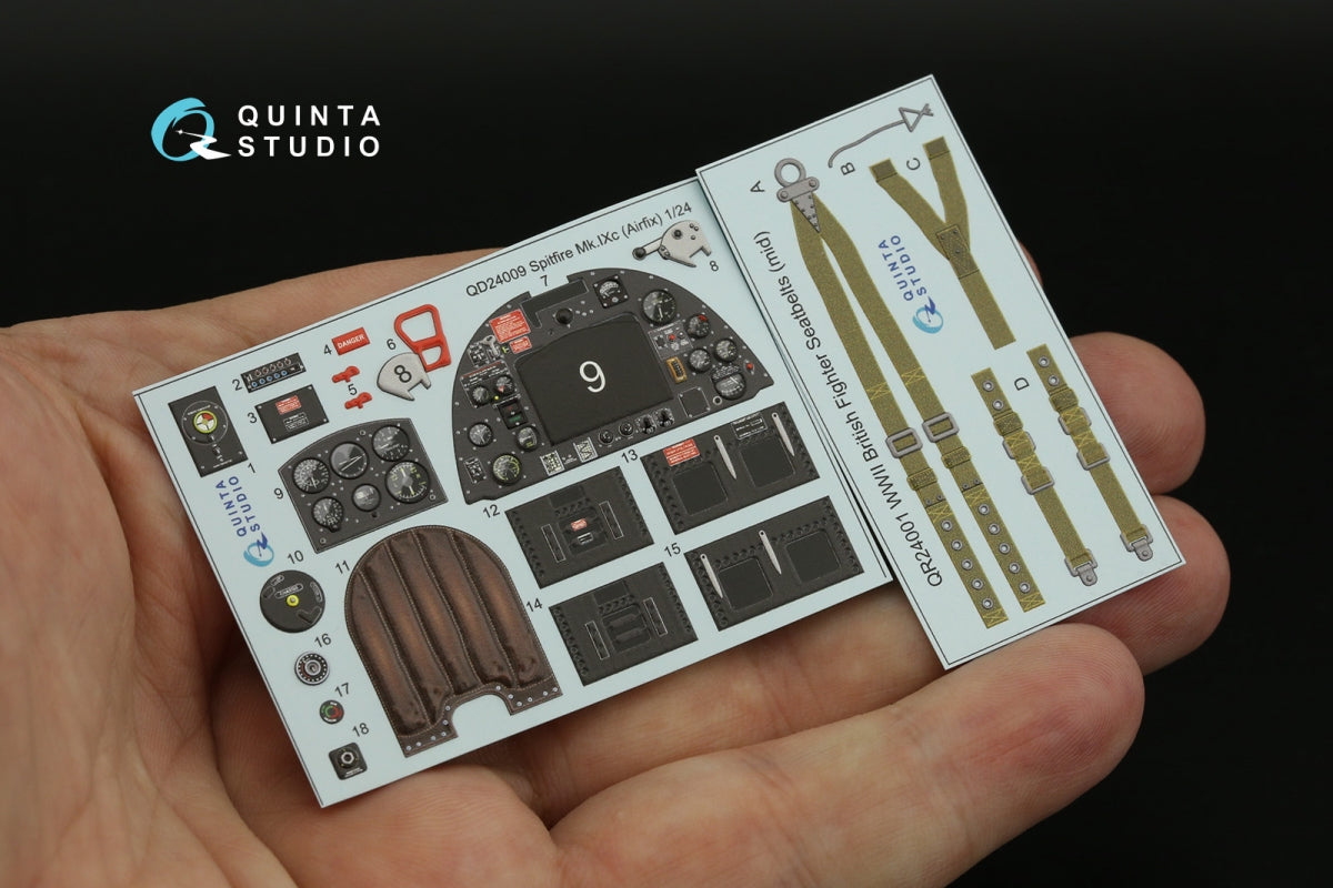 Quinta Studio QD24009 Spitfire Mk.IXc 3D-Printed &amp;amp; coloured Interior on decal paper (Airfix) 1/24 – zdjęcie 9