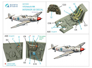 Quinta Studio QD72063 Avia S-199 3D-Printed &amp;amp; colored Interior on decal paper (Eduard) 1/72 – image 2
