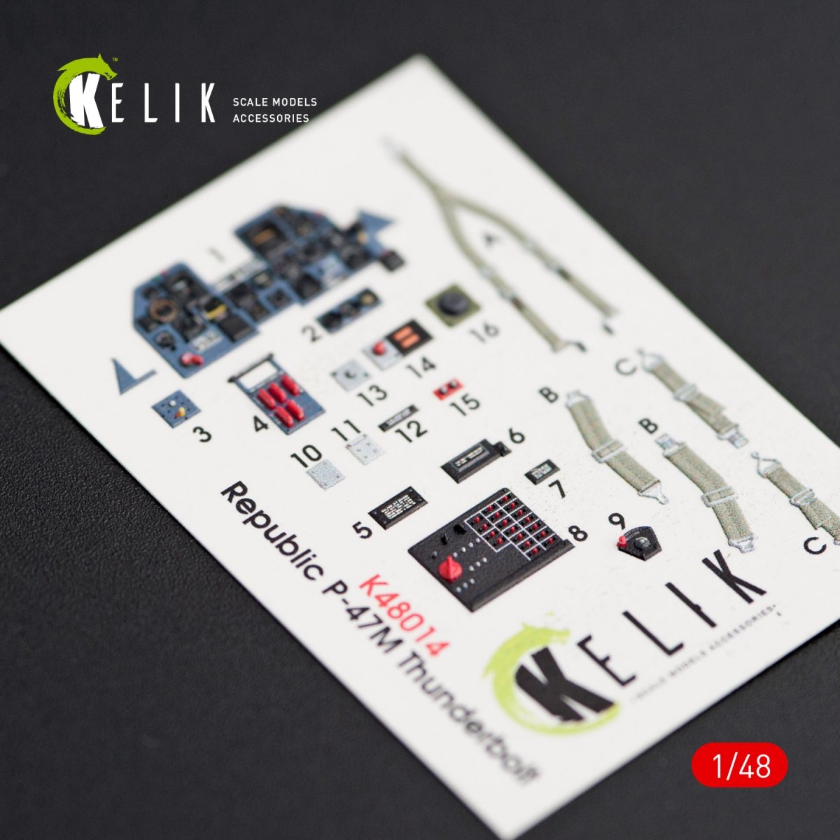 KELIK K48014 P-47M "THUNDERBOLT" INTERIOR 3D DECALS FOR TAMIYA KIT 1/48