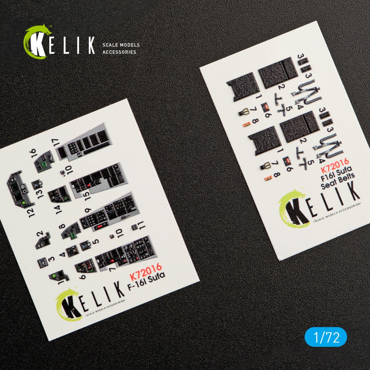 KELIK K72016 F-16I &amp;quot;SUFA&amp;quot; INTERIOR 3D DECALS FOR KINETIC KIT 1/72