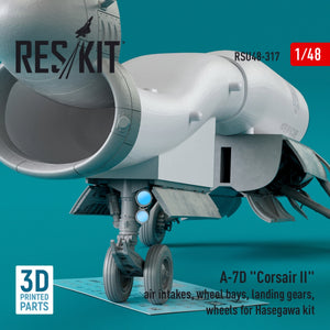 RESKIT RSU48-0317 A-7D &amp;quot;CORSAIR II&amp;quot; AIR INTAKES, WHEEL BAYS, LANDING GEARS, WHEELS FOR HASEGAWA KIT (3D PRINTED) 1/48 – image 3