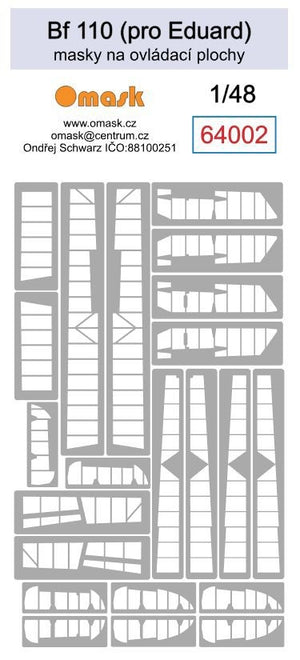 Omask 64002 Bf 110 masks for control surfaces (for Eduard) 1/48